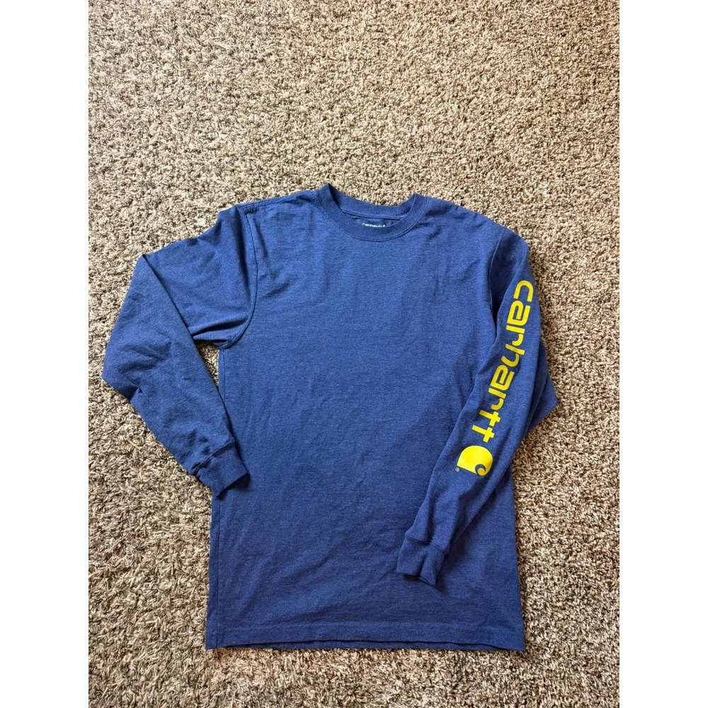 Carhartt Shirt Mens Small Blue Long Sleeve Loose Workwear Heavyweight Dearborn
